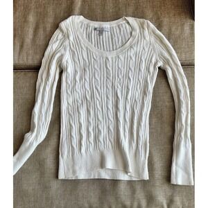 SOLD OldNavy Sweater Womens Lightweight Ivory Cream Long Sleeve Cable Knit
